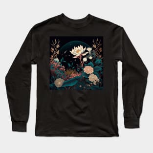 Celestial Lotus Flower Pattern Design Long Sleeve T-Shirt